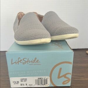 Life Stride Next Level Grey Knit Slip-On Shoes Very Light Wear Women’s 8.5M